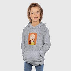 Толстовка детская хлопковая Сайтама One Punch Man, цвет: меланж — фото 2