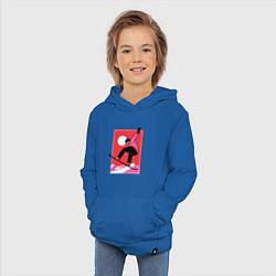 Толстовка детская хлопковая Сноубордист на фоне солнца, цвет: синий — фото 2