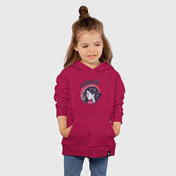 Толстовка детская хлопковая Девушка - пантера StayWild, цвет: маджента — фото 2