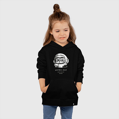 Детская толстовка-худи ASTRONAUT CAT КОТ КОСМОНАВТ / Черный – фото 4