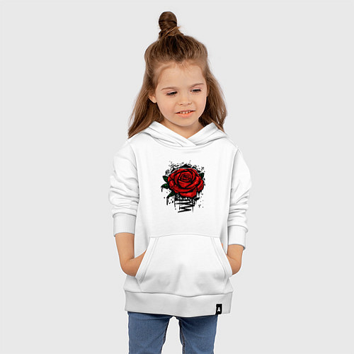 Детская толстовка-худи Красная Роза Red Rose / Белый – фото 4