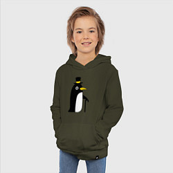 Толстовка детская хлопковая Пингвин в шляпе, цвет: хаки — фото 2