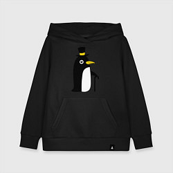 Толстовка детская хлопковая Пингвин в шляпе, цвет: черный