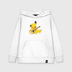 Толстовка детская хлопковая Пикачу с гитарой, цвет: белый