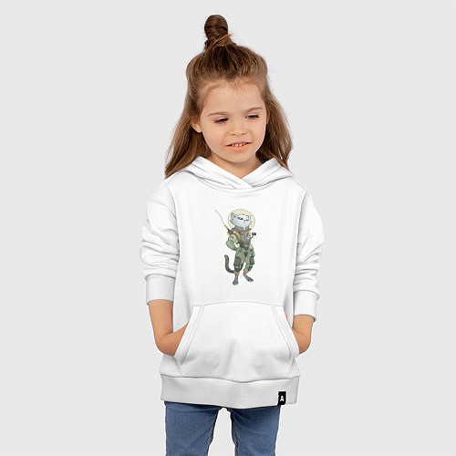 Детская толстовка-худи Космический боевой кот / Белый – фото 4