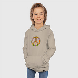 Толстовка детская хлопковая Peace and flowers, цвет: миндальный — фото 2