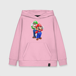 Толстовка детская хлопковая Mario Bros, цвет: светло-розовый