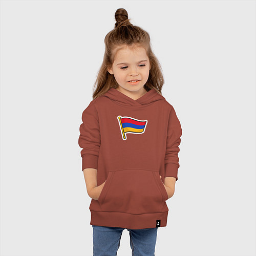 Детская толстовка-худи Флаг Армении / Кирпичный – фото 4