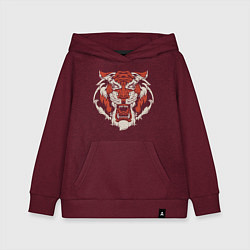 Толстовка детская хлопковая Tiger - Head, цвет: меланж-бордовый