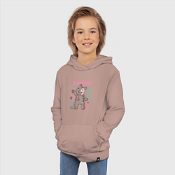 Толстовка детская хлопковая Анатомия кота в японском стиле, цвет: пыльно-розовый — фото 2