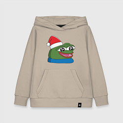 Толстовка детская хлопковая Pepe, pepe happy, Пепе хеппи, pepe happy new year, цвет: миндальный