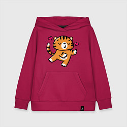 Толстовка детская хлопковая Влюбленный тигр, цвет: маджента