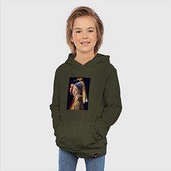 Толстовка детская хлопковая Ян Вермеер, Девушка с жемчужной сережкой, цвет: хаки — фото 2