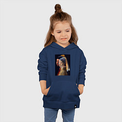 Толстовка детская хлопковая Ян Вермеер, Девушка с жемчужной сережкой, цвет: тёмно-синий — фото 2