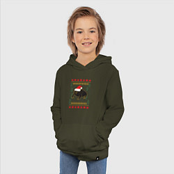 Толстовка детская хлопковая Рождественский свитер Жаба, цвет: хаки — фото 2