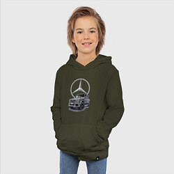 Толстовка детская хлопковая Mercedes Gelendwagen G63 AMG G-class G400d, цвет: хаки — фото 2