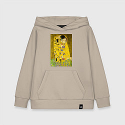 Толстовка детская хлопковая Поцелуй картина Климта, цвет: миндальный