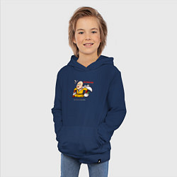 Толстовка детская хлопковая Счастливый Сайтама с пакетами продуктов One Punch-, цвет: тёмно-синий — фото 2