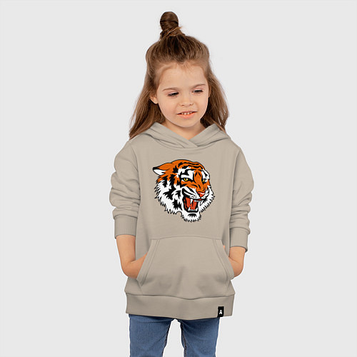 Детская толстовка-худи Smiling Tiger / Миндальный – фото 4