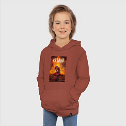 Толстовка детская хлопковая Джинкс объятая пламенем Аркейн Лига легенд, цвет: кирпичный — фото 2