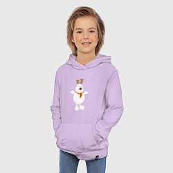 Толстовка детская хлопковая Олень снеговик 01, цвет: лаванда — фото 2
