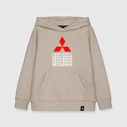 Толстовка детская хлопковая MITSUBISHI МИЦУБИСИ МИТСУБИСИ МИЦУБИШИ LOGO STYLE, цвет: миндальный