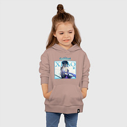 Толстовка детская хлопковая Xiao - Genshin Impact, цвет: пыльно-розовый — фото 2