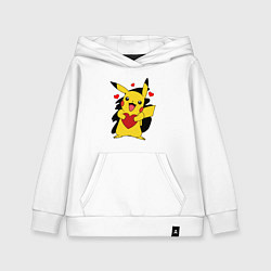 Толстовка детская хлопковая ПИКАЧУ И СЕРДЕЧКО POKENON PIKACHU LOVE, цвет: белый