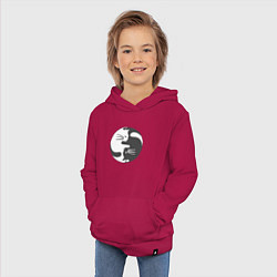 Толстовка детская хлопковая Коты инь янь 01, цвет: маджента — фото 2
