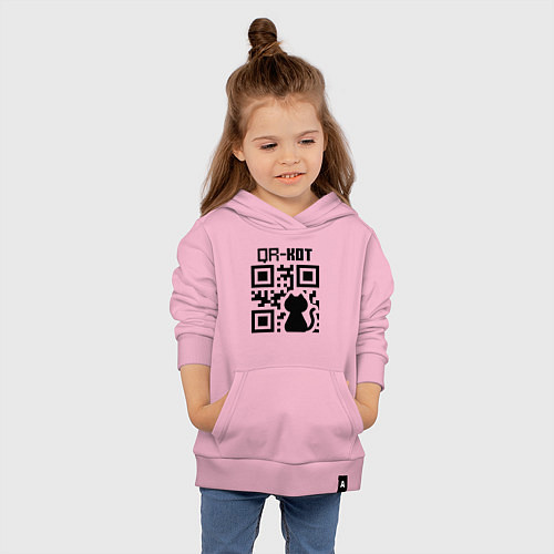 Детская толстовка-худи QR КОТ КОТЕНОК / Светло-розовый – фото 4