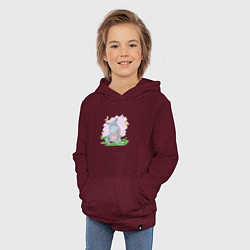 Толстовка детская хлопковая Бегемотик в цветочках, цвет: меланж-бордовый — фото 2