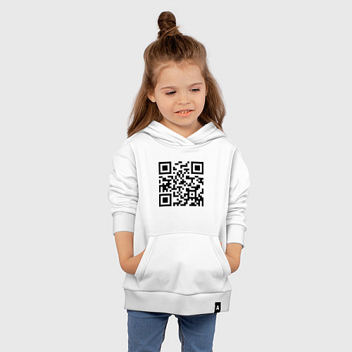 Детская толстовка-худи Хочу в тайгу - QR code / Белый – фото 4