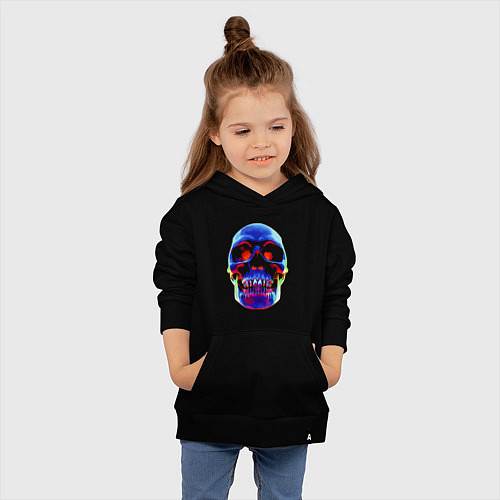 Детская толстовка-худи Cool neon skull / Черный – фото 4