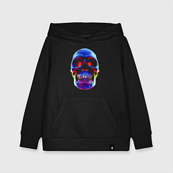 Толстовка детская хлопковая Cool neon skull, цвет: черный