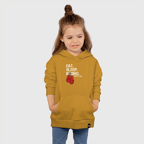 Детская толстовка-худи Есть Спать Боксировать Прекрасный день / Горчичный – фото 4