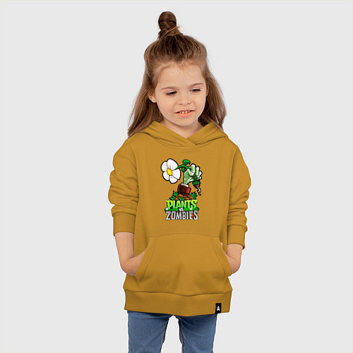 Детская толстовка-худи Plants vs Zombies рука зомби / Горчичный – фото 4