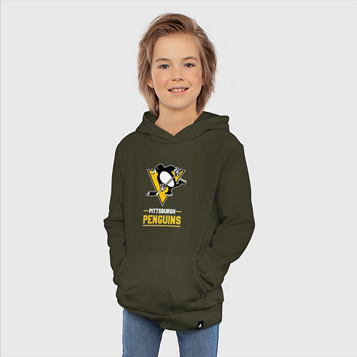 Детская толстовка-худи Питтсбург Пингвинз , Pittsburgh Penguins / Хаки – фото 3