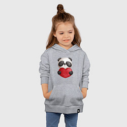Толстовка детская хлопковая Панда с сердечком 14 февраля, цвет: меланж — фото 2