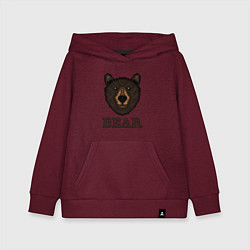 Толстовка детская хлопковая Пиксельный медведь, цвет: меланж-бордовый