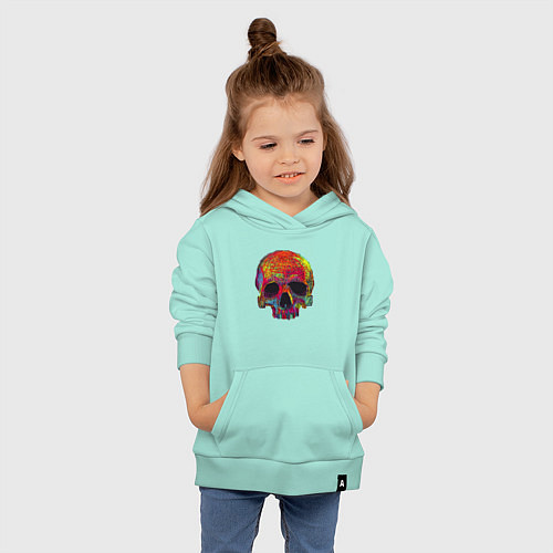 Детская толстовка-худи Cool color skull / Мятный – фото 4