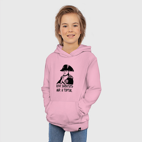 Детская толстовка-худи ХОЧУ ТОРТИК НАПОЛЕОН / Светло-розовый – фото 3