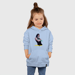 Толстовка детская хлопковая Джонни Cyberpunk2077 Johnny, цвет: мягкое небо — фото 2