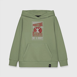 Толстовка детская хлопковая Пауэрлифтинг это образ жизни, а не хобби, цвет: авокадо
