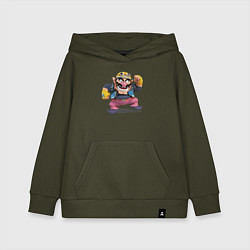 Толстовка детская хлопковая Wario Super Mario, цвет: хаки