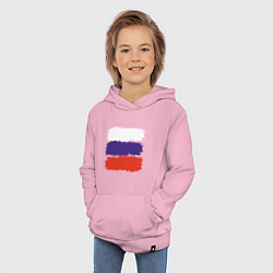 Толстовка детская хлопковая Россия - Триколор, цвет: светло-розовый — фото 2