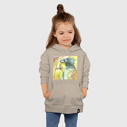 Толстовка детская хлопковая Синица-лазоревка в стиле акварель, цвет: миндальный — фото 2