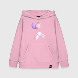 Толстовка детская хлопковая Милый Крольчонок С Тремя Воздушными Шариками, цвет: светло-розовый