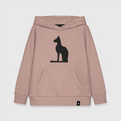 Толстовка детская хлопковая Силуэт черной кошки, Египетская богиня Бастет, цвет: пыльно-розовый