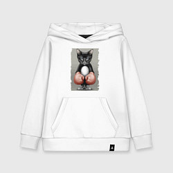 Детская толстовка-худи Крутой котяра в боксёрских перчатках Cool cat in b