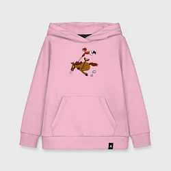 Толстовка детская хлопковая Скачки лошади с жокеем, цвет: светло-розовый